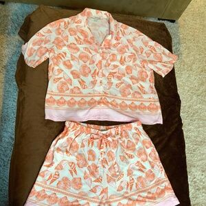 Como Sleep Pink White S  Sea Shell Lightweight Short Sleeves, and Shorts